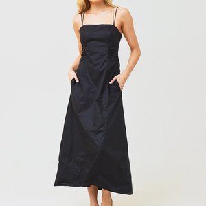 FRAME Tie Back Midi Dress in Noir, NWT, Size L